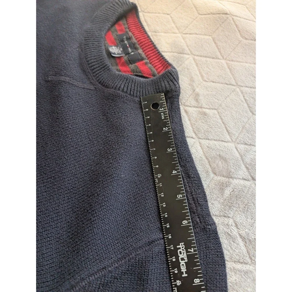 Tommy Hilfiger Sweater Mens XL Navy Blue Cotton Knit Pullover Jumper